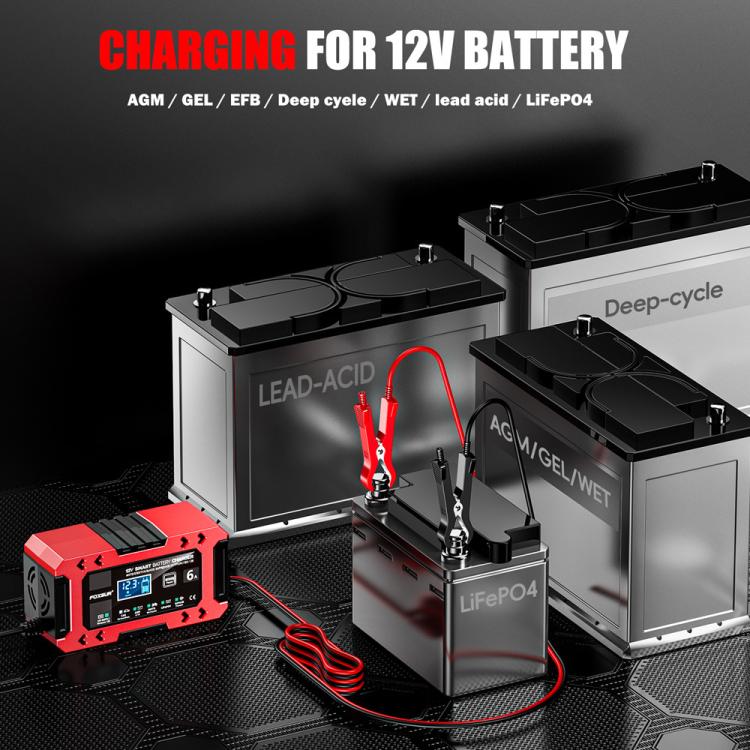 FOXSUR FBC1206F 12V 6A Car Motorcycle Battery Charger Smart Repair Multi-function Charger