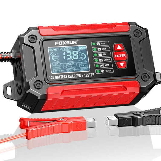 FOXSUR FTC-1206 2 in 1 12V Charging Tester Integrated Machine Car Motorcycle Battery Charger Tester