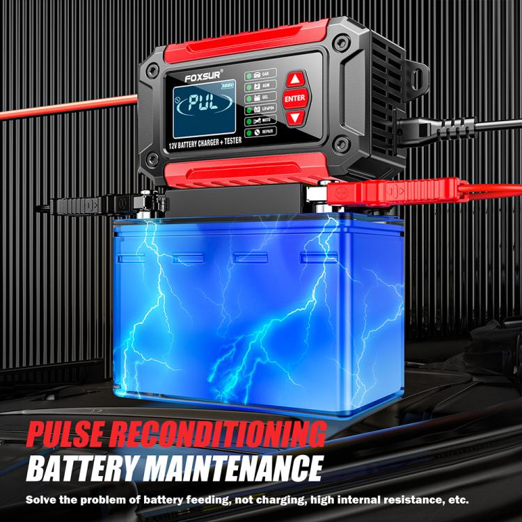 FOXSUR FTC-1206 2 in 1 12V Charging Tester Integrated Machine Car Motorcycle Battery Charger Tester