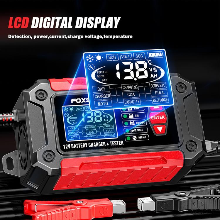 FOXSUR FTC-1206 2 in 1 12V Charging Tester Integrated Machine Car Motorcycle Battery Charger Tester