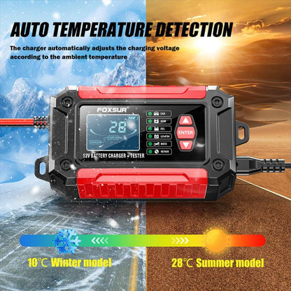 FOXSUR FTC-1206 2 in 1 12V Charging Tester Integrated Machine Car Motorcycle Battery Charger Tester