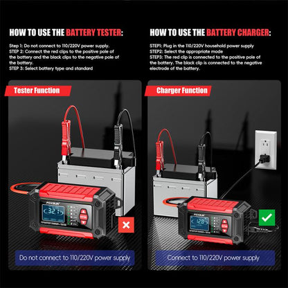 FOXSUR FTC-1206 2 in 1 12V Charging Tester Integrated Machine Car Motorcycle Battery Charger Tester