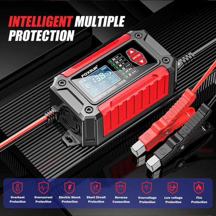 FOXSUR FTC-1206 2 in 1 12V Charging Tester Integrated Machine Car Motorcycle Battery Charger Tester