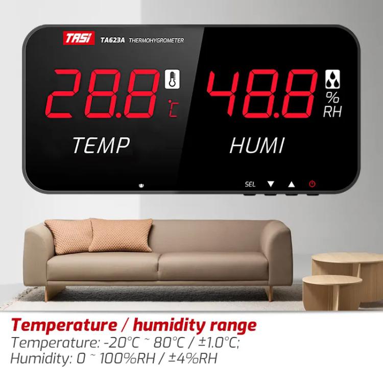 TRSI TA623B Industrial Wall-mounted Thermometer Hygrometer, External 5-meter Probe