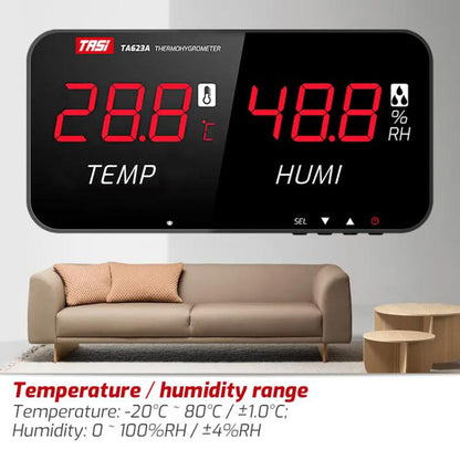 TRSI TA623B Industrial Wall-mounted Thermometer Hygrometer, External 5-meter Probe