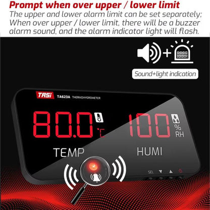 TRSI TA623B Industrial Wall-mounted Thermometer Hygrometer, External 5-meter Probe