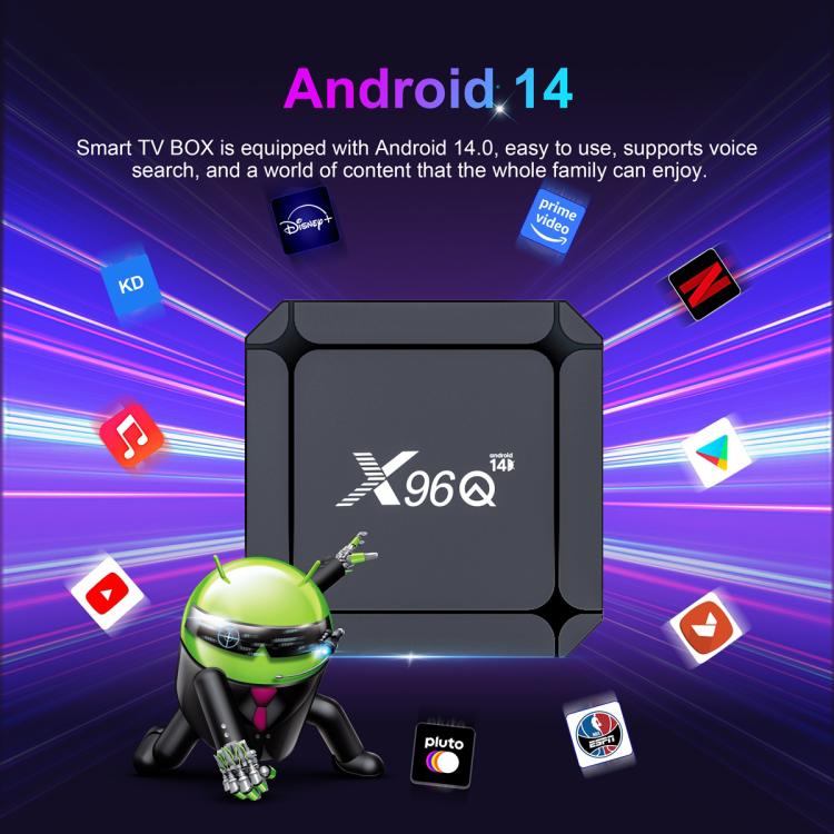 X96Q Android 14 Smart TV Box, RK3518 Quad-Core Cortex-A53