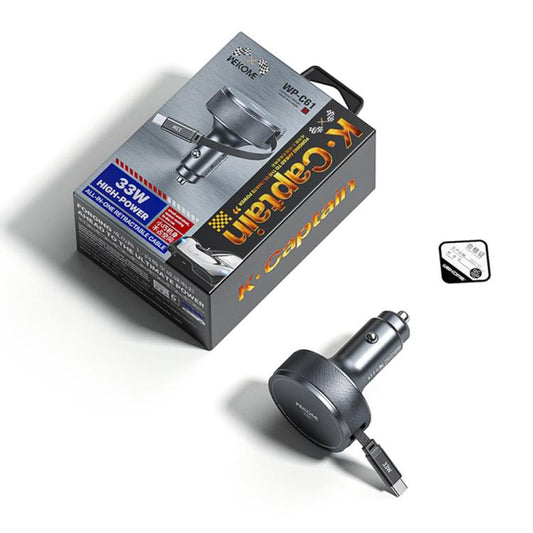 WK WP-C61 K-Captain Zinyao 33W Fast Car Charger with USB-C / Type-C Retractable Cable, WP-C61