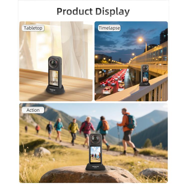 لحامل Insta360 X5 / X4 من Sunnylife، قاعدة حامل من السيليكون، قاعدة سيارة، قاعدة سطح الطاولة