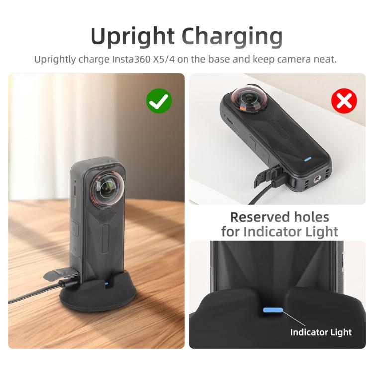 لحامل Insta360 X5 / X4 من Sunnylife، قاعدة حامل من السيليكون، قاعدة سيارة، قاعدة سطح الطاولة