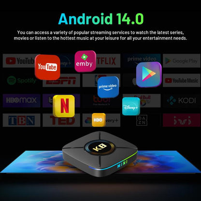 HK1 K8MINI 4K UHD Android 14 Smart TV Box with Remote Control, RK3518 Quad-Core