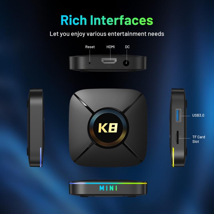 HK1 K8MINI 4K UHD Android 14 Smart TV Box with Remote Control, RK3518 Quad-Core