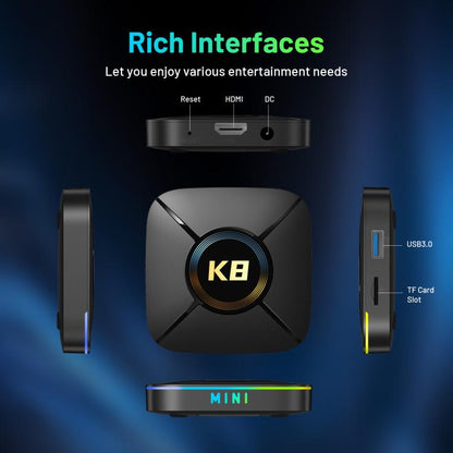 HK1 K8MINI 4K UHD Android 14 Smart TV Box with Remote Control, RK3518 Quad-Core