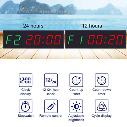KYX--0018 Plastic Shell 1.8 inch 6-digit LED Sports Fitness Multi-function Timer, AU Plug, US Plug, EU Plug, UK Plug