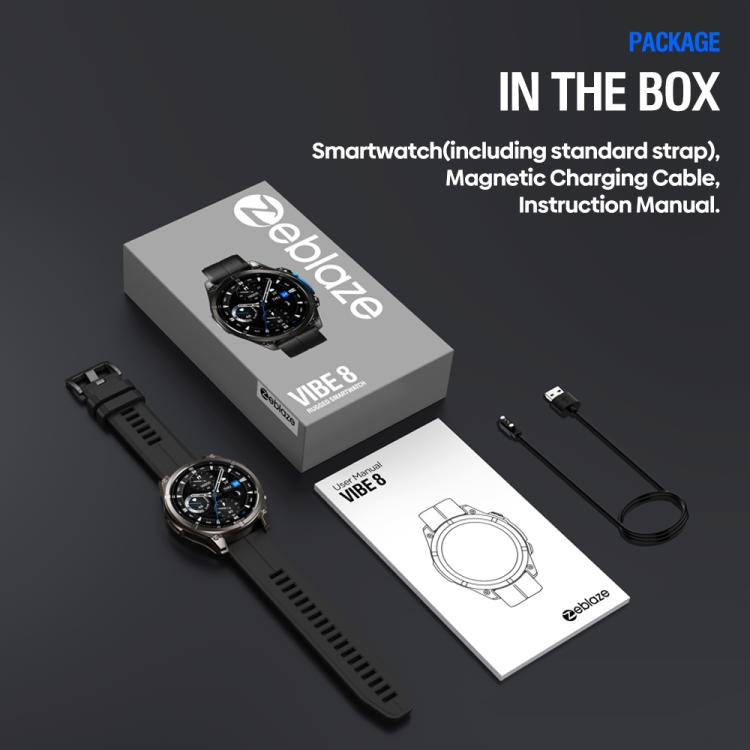 Zeblaze Vibe 8 Rugged Outdoor Smart Watch 1.43 inch Screen 5 ATM & IP69K Built-in Flashlight