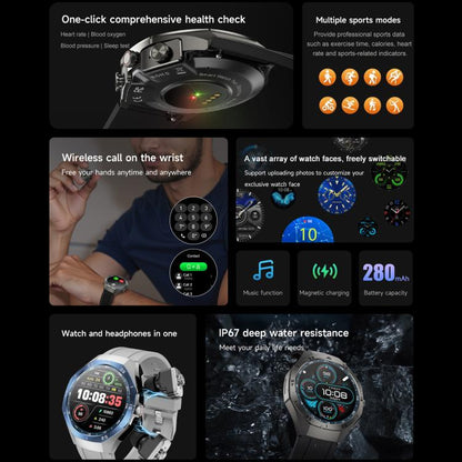 F38 Dual-ear Bluetooth Earphone Smart Watch IP67 Supports Heart Rate Monitoring