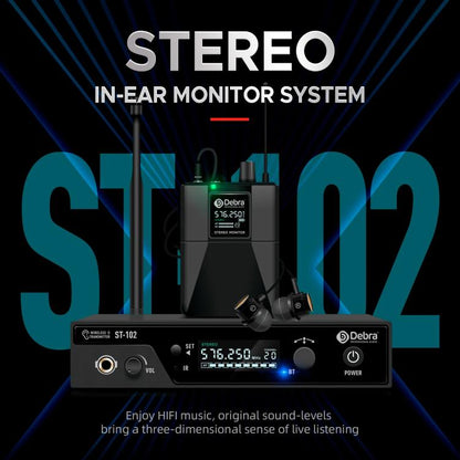DEBRA ST-102 Wireless Audio Monitor System Receiver + Earphones