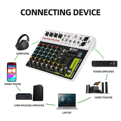 DEBRA V8 8-Channels Audio Mixer Live Recording Reverb