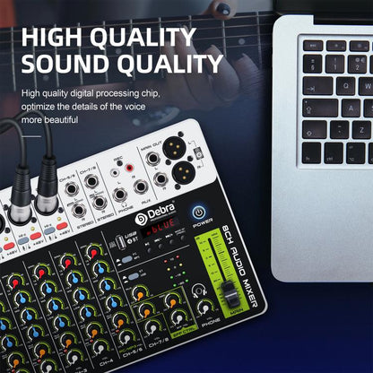 DEBRA V8 8-Channels Audio Mixer Live Recording Reverb
