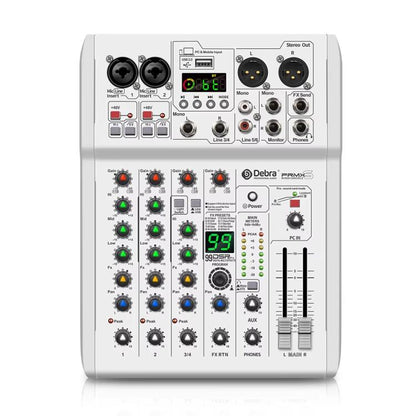 DEBRA PRMX-6 4-Channels Audio Mixer DSP Reverb for Live Recording