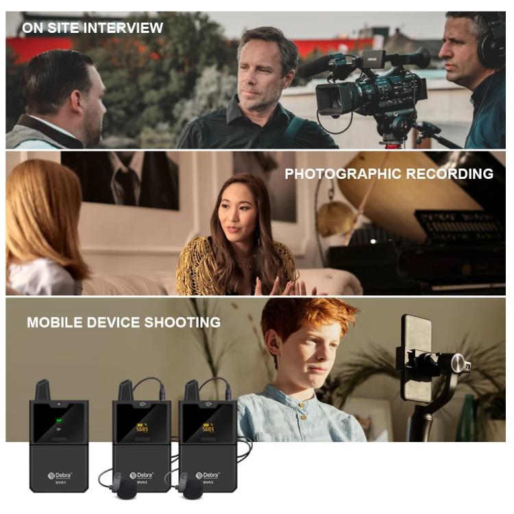 DEBRA DV-01 Wireless Lavalier Microphone TX & RX Outdoor Interview Live Broadcast