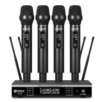 DEBRA UX-400 UHF Wireless Rechargeable Microphone System 4-in-1