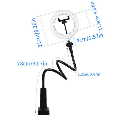 8 inch Striped Selfie Live Streaming Photography Lazy Stand LED Ring Fill Light Set