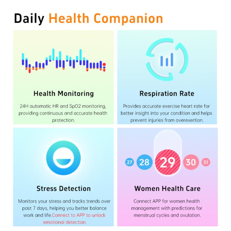 GTS8 1.95 inch AMOLED Screen Fitness Tracker Smart Watch Support Heart Rate Monitoring