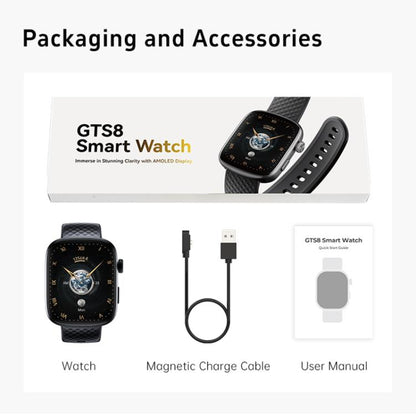 GTS8 1.95 inch AMOLED Screen Fitness Tracker Smart Watch Support Heart Rate Monitoring