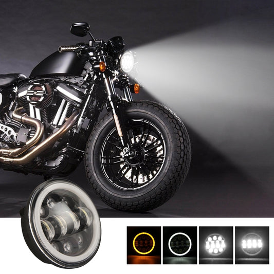 EagleVision DC9-30V 35W 6000K 4000LM 5.75 inch Round Motorcycle 6LEDs Headlight with Angel Eye for Harley-Davidson, 6LEDs