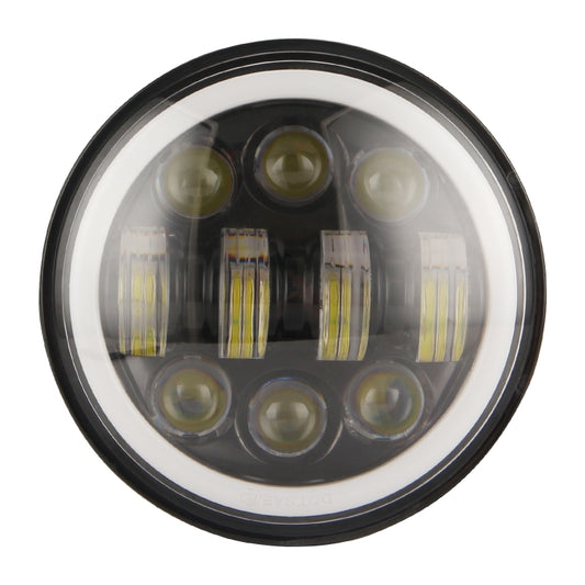EagleVision DC9-30V 35W 6000K 4000LM 5.75 inch Round Motorcycle 6LEDs Headlight with Angel Eye for Harley-Davidson, 6LEDs