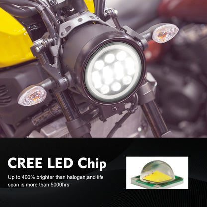 EagleVision DC9-30V 35W 6000K 4000LM 5.75 inch Round Motorcycle 6LEDs Headlight with Angel Eye for Harley-Davidson, 6LEDs