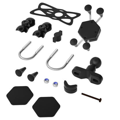 WUPP CS-1133A1 Motorcycle Four-claw X Shape Adjustable Mobile Phone Holder Bracket, Double Tap Buckle Version, CS-1133A1