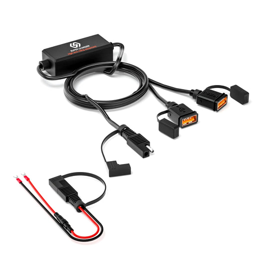 WUPP CS-1186A1 Motorcycle SAE Dual USB Fast Charging Charger, CS-1186A1