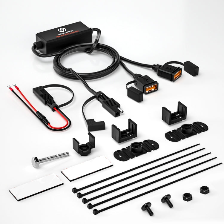 WUPP CS-1186A1 Motorcycle SAE Dual USB Fast Charging Charger, CS-1186A1
