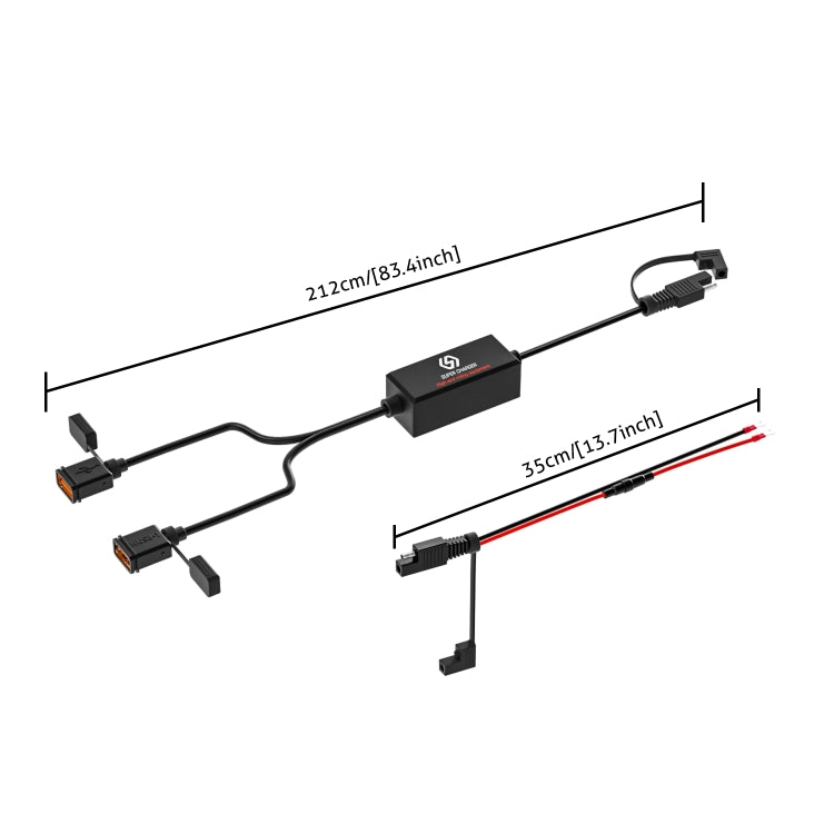 WUPP CS-1186A1 Motorcycle SAE Dual USB Fast Charging Charger, CS-1186A1