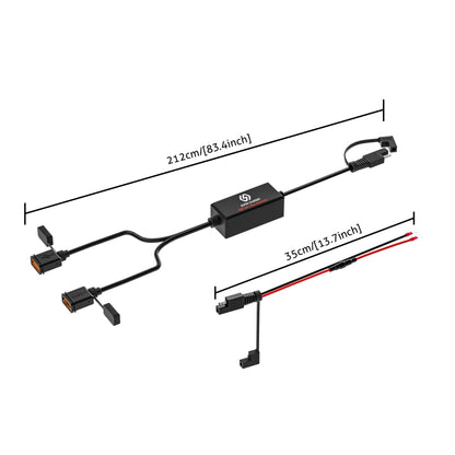 WUPP CS-1186A1 Motorcycle SAE Dual USB Fast Charging Charger, CS-1186A1