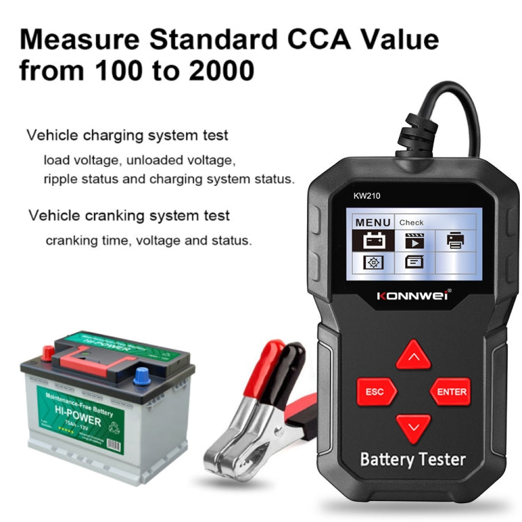 KONNWEI KW210 Car Battery Test Battery Capacity Resistance Battery Detector, KW210