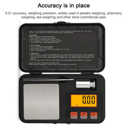 200g/0.01g High-Precision Portable Jewelry Scale  Mini Electronic Scale Precision Carat Electronic Scale, 200g/0.01g