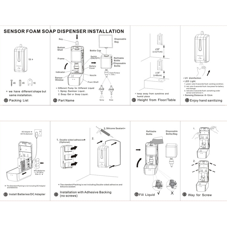 N2001 1000ml Wall-mounted Drip Induction Hand Sanitizer Soap Dispenser with Safety Lock, Soap Dispenser