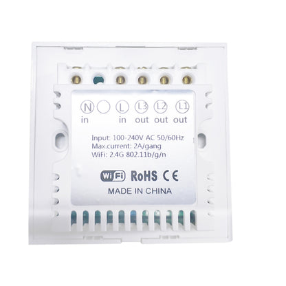 WS-UK-02 EWeLink APP & Touch Control 2A 2 Gangs Tempered Glass Panel Smart Wall Switch, AC 90V-250V, UK Plug, 2 Gangs