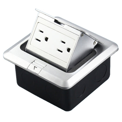 Hidden Pop-up Aluminum Alloy Computer Floor Socket with Cover Bottom Box, US Plug