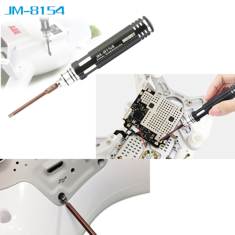 طقم مفكات براغي 6 في 1 من جاكيمي JM-8154 مع رؤوس دقيقة S-2 مقاس 65 مم (صلب 3.0، سداسي H1.5 وH2.0 وH2.5 وH3.0)، JM-8154