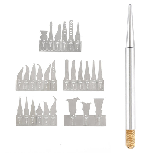 28 in 1 Phone CPU BGA Chip Removal Repairing Silicon Manganese Alloy Blades Scraping Knife Set, 28 in 1