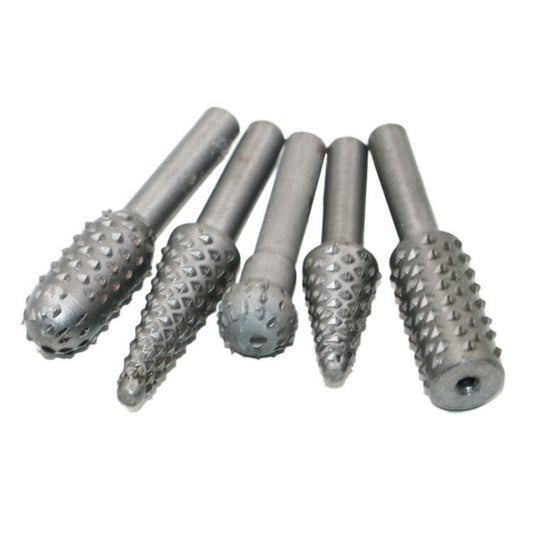 5 PCS/Set Woodworking Wood Carving 6mm Shank Rotating Embossed Grinding Head File Rasp Drill Bits, 5 PCS/Set Drill Bits