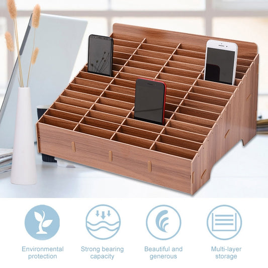 Wooden Multi-cell Mobile Phone Film Stand Desktop Accessories Display Rack, 14 Grids, Size: 21x17x16cm, 14 Grids, Brown