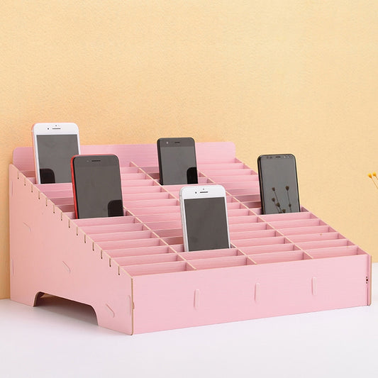 Wooden Multi-cell Mobile Phone Film Stand Desktop Display Rack, 60 Grids, Size: 41.7x34.5x23cm, 60 Grids, Pink, 60 Grids, Green, 60 Grids, Blue