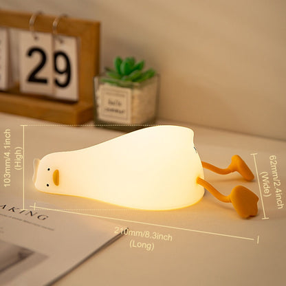 مصباح ليلي LED قابل للمس من السيليكون على شكل بطة مسطحة بقدرة 1 وات مع خاصية الشحن عبر USB، بتصميم بطة مسطحة