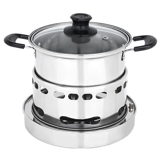 Portable Outdoor Stainless Steel Wick Alcohol Stove Single Small Pot Set, Size: 14cm