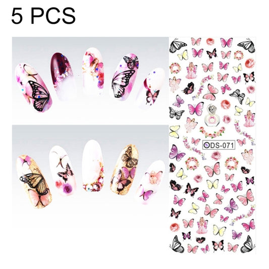 DS71-76 5 PCS 6 Patterns DIY Design Beauty Water Transfer Nails Art Sticker Nail Art Decoration Accessories, Random Color Delivery, Without Nails, DS71-76